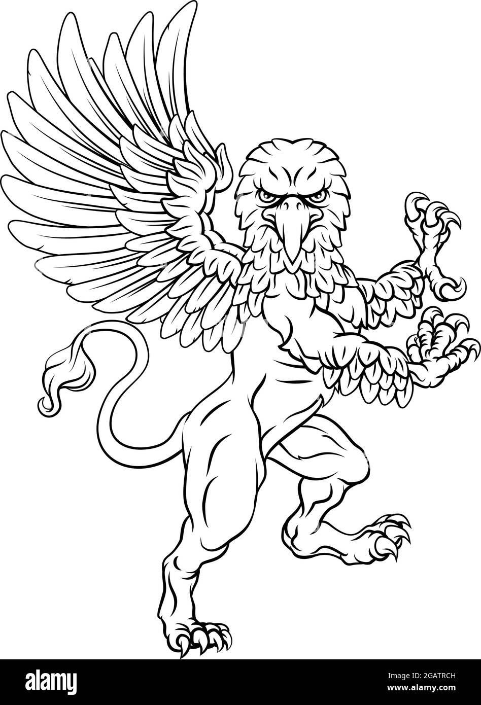 Griffon rampant de Gryphon Coat of Arms Crest Mascot Illustration de Vecteur