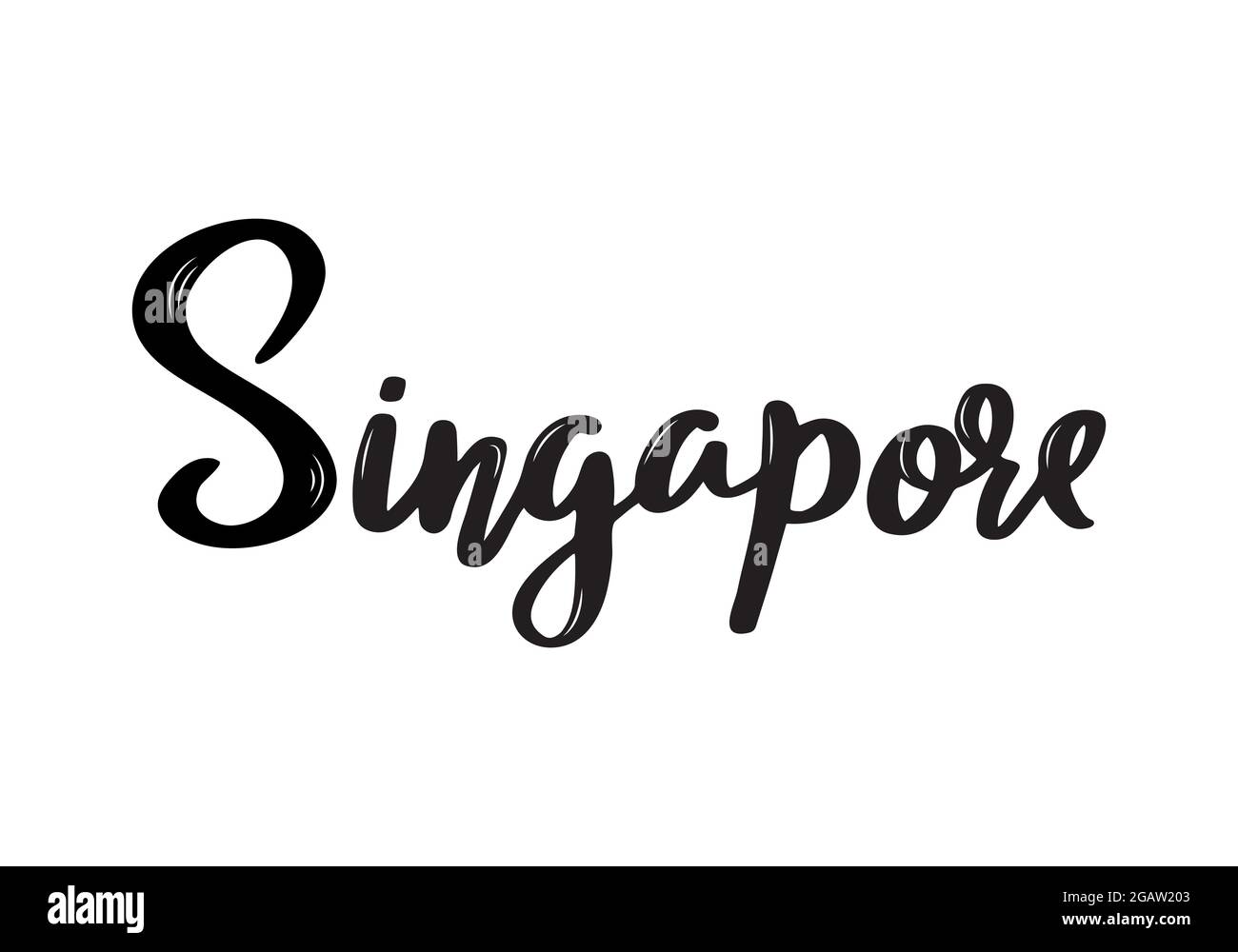 Calligraphie lettrage à la main à Singapour. Calligraphie à la main. Motif ville. Illustration vectorielle. Illustration de Vecteur
