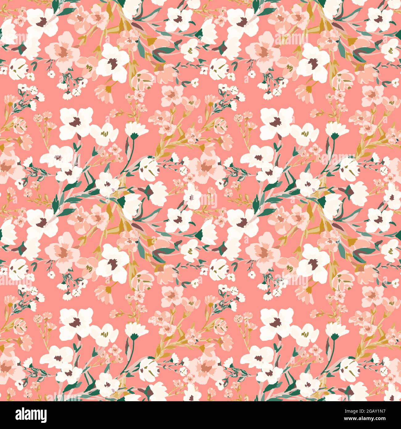 motif sans couture avec fleurs peintes Illustration de Vecteur