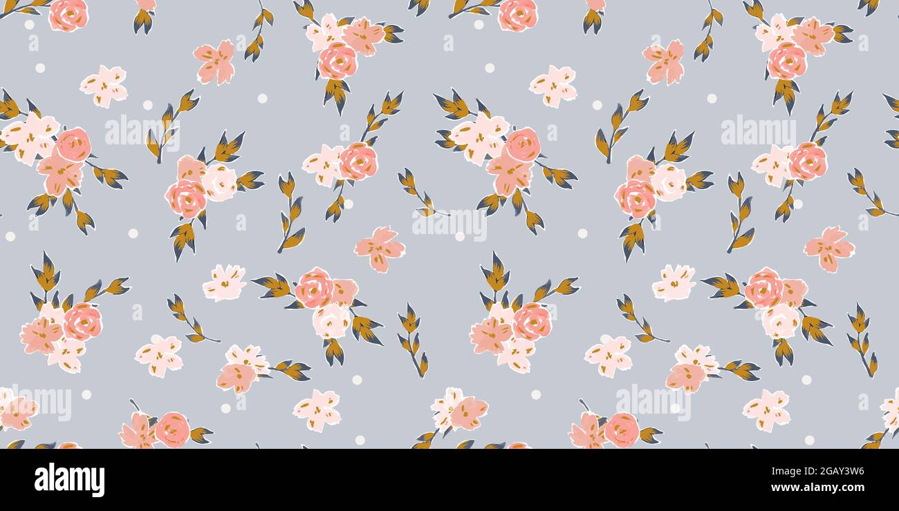 Motif Sans Couture Avec Fleurs En Fleurs Bouquets De Fleurs En Fleurs D Ete Image Vectorielle Stock Alamy