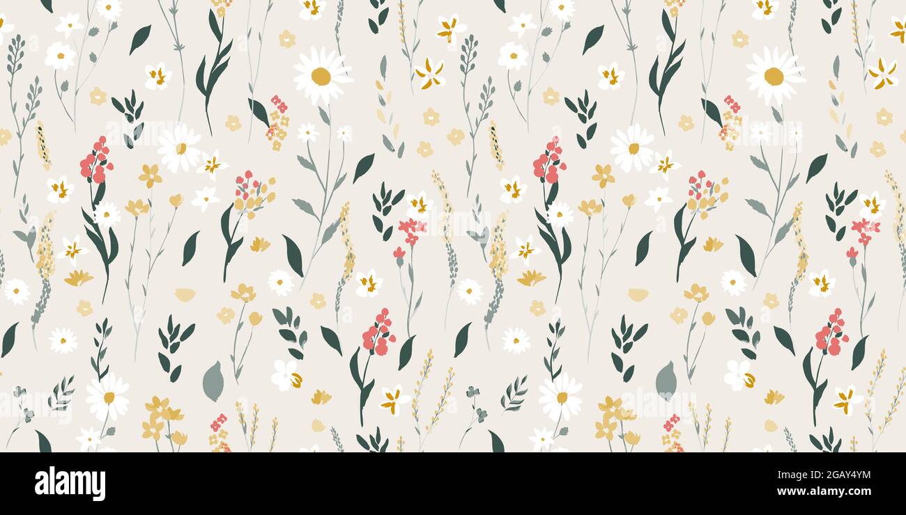 motif fleurs sauvages sur fond pastel Illustration de Vecteur