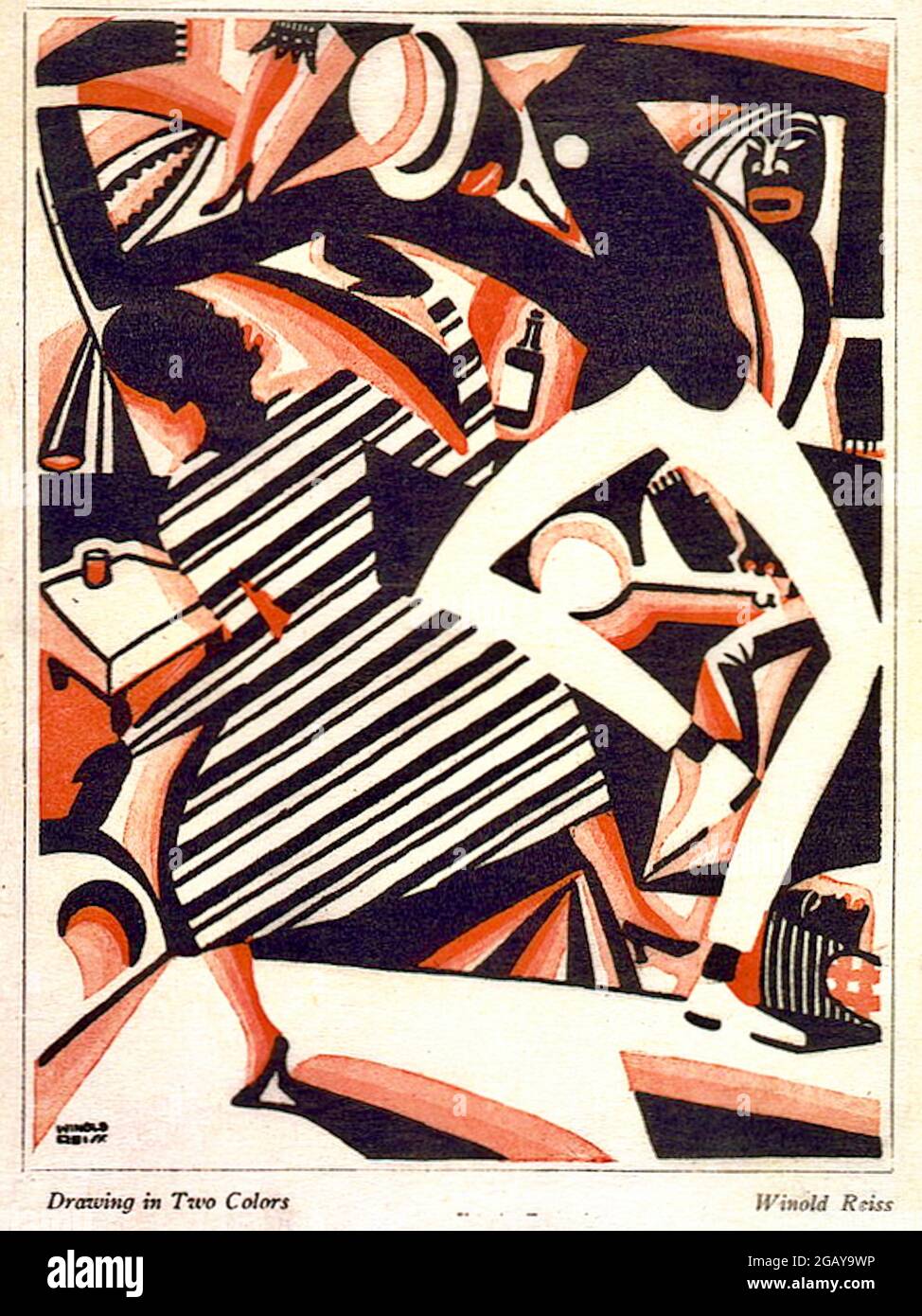 Winold Reiss - dessin en deux couleurs -1915 - dessin en deux couleurs - Harlem Jazz - Art déco Banque D'Images