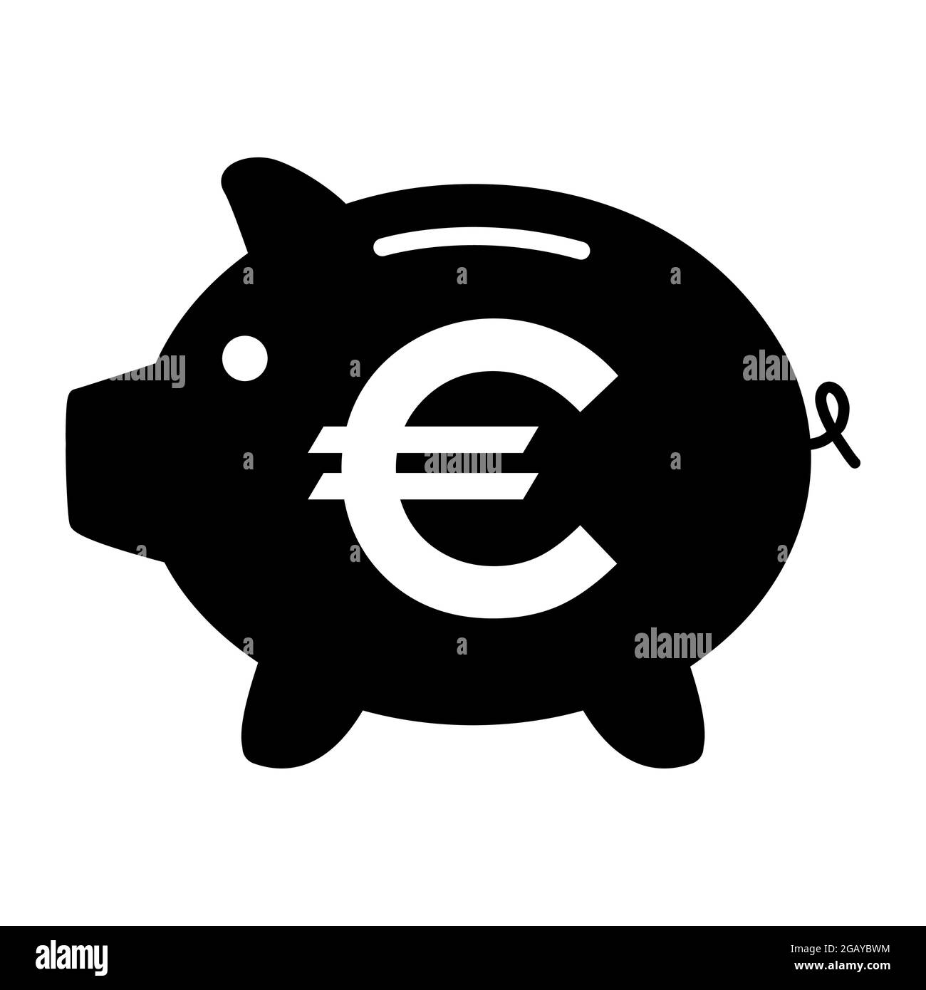 Icône plate de la banque de porc, vecteur de signe avec symbole de web euro. Revenu monétaire, graphique économique bouton . Illustration de Vecteur