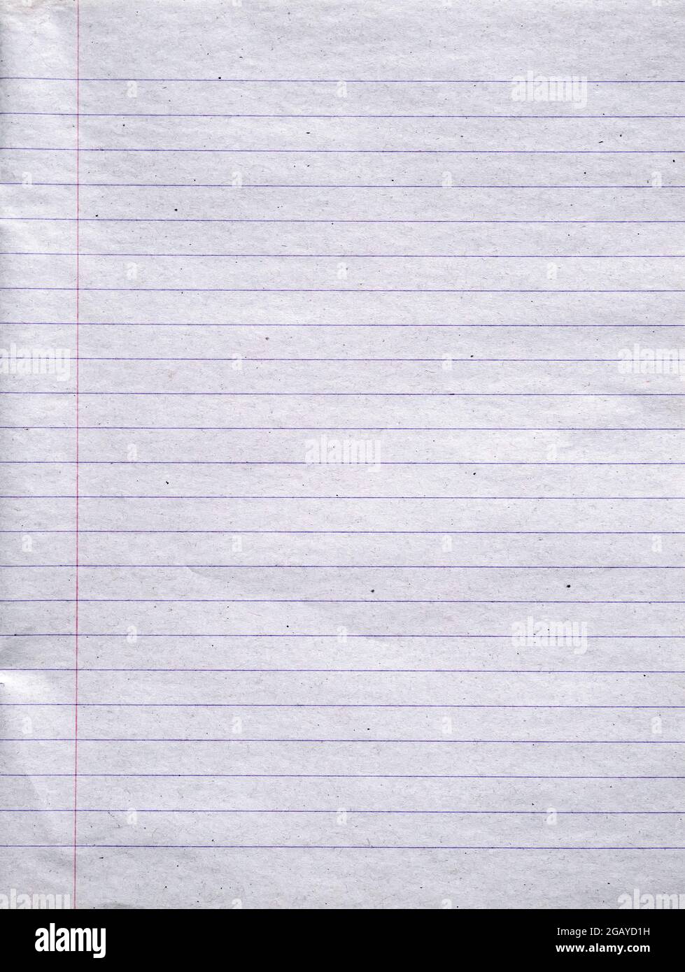 Arrière-plan ou texture d'une page de bloc-notes vierge à lignes anciennes Banque D'Images