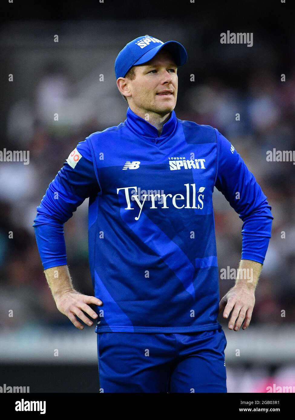 Lords Cricket Ground, Londres, Royaume-Uni. 1er août 2021. London Spiritss' Eoin Morgan pendant le match des cent hommes entre London Spirit et Southern Brave: Credit: Ashley Western/Alay Live News Banque D'Images