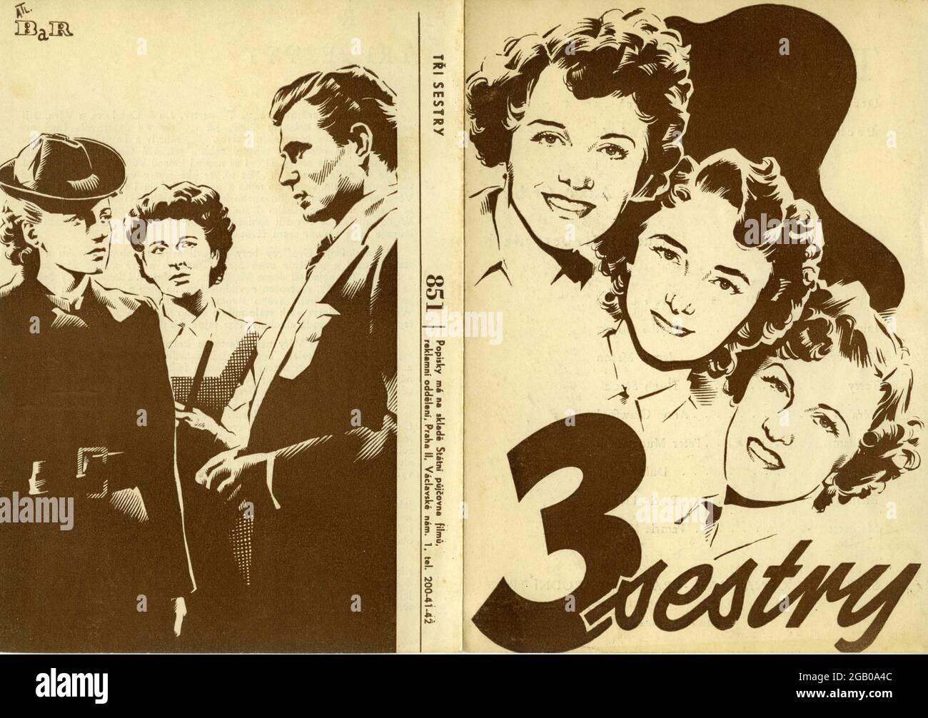 Programme tchécoslovaque pour JAMES MASON PHYLLIS CALVERT ANNE CRAWFORD et DULCIE GRAY en ILS ÉTAIENT SŒURS 1945 réalisateur ARTHUR CRABTREE roman Dorothy Whipple Gainsborough Pictures Banque D'Images