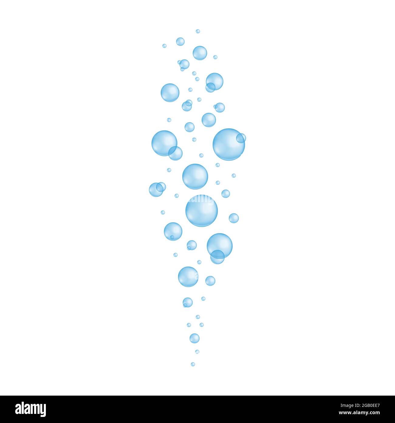 Bulles sous l'eau. Gouttes bleues transparentes de bain sud, savon ou mousse de shampooing, aquarium ou eau de mer, boisson gazeuse. Illustration vectorielle réaliste. Illustration de Vecteur