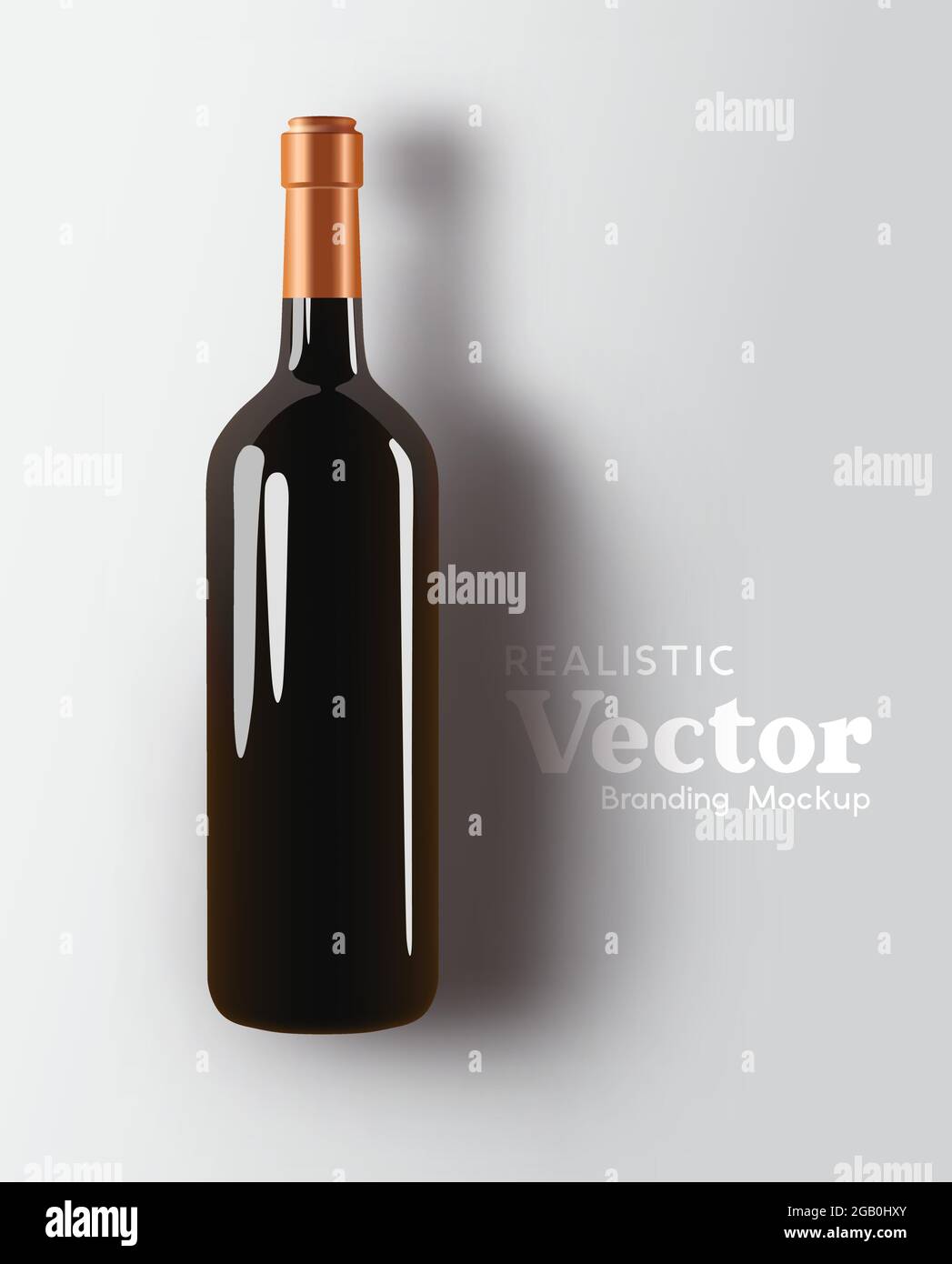 Une maquette réaliste de bouteille de vin rouge en verre. Illustration du modèle de marketing des boissons Illustration de Vecteur