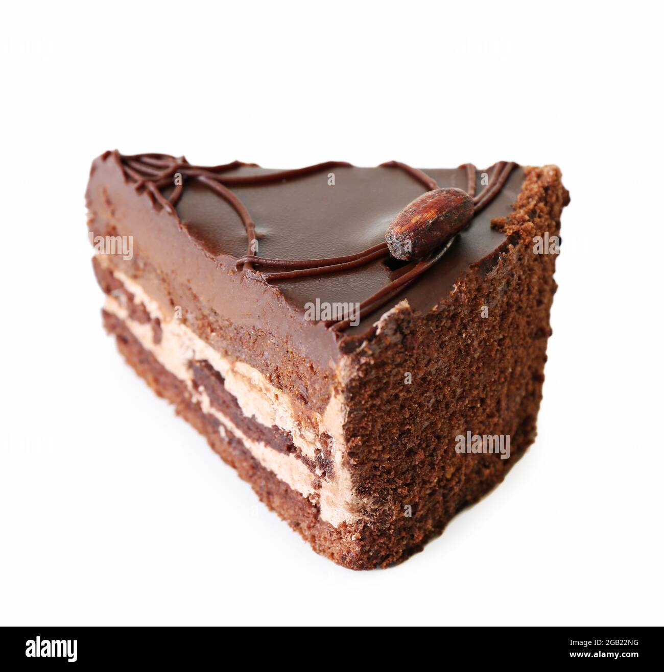 Morceau De Gateau Au Chocolat Isolated On White Photo Stock Alamy