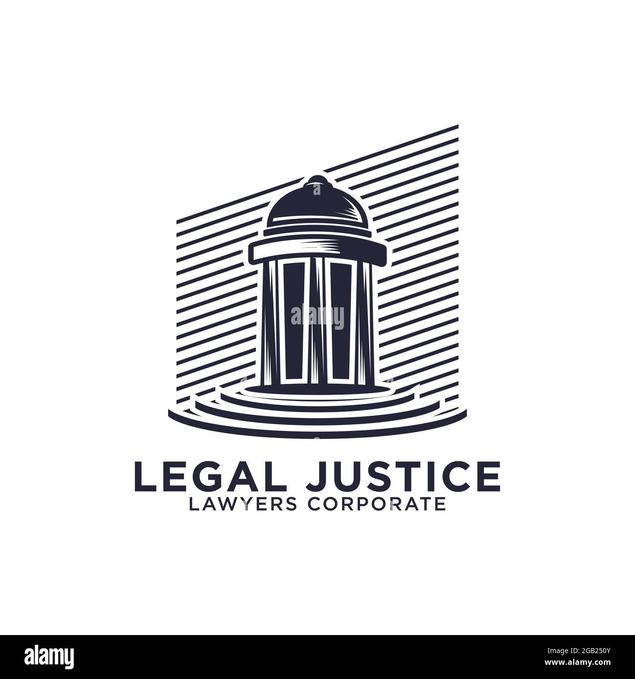 Legal Justice cabinet d'avocats logo Icon design idée, temple grec avec des illustrations vectorielles en forme de ligne Illustration de Vecteur