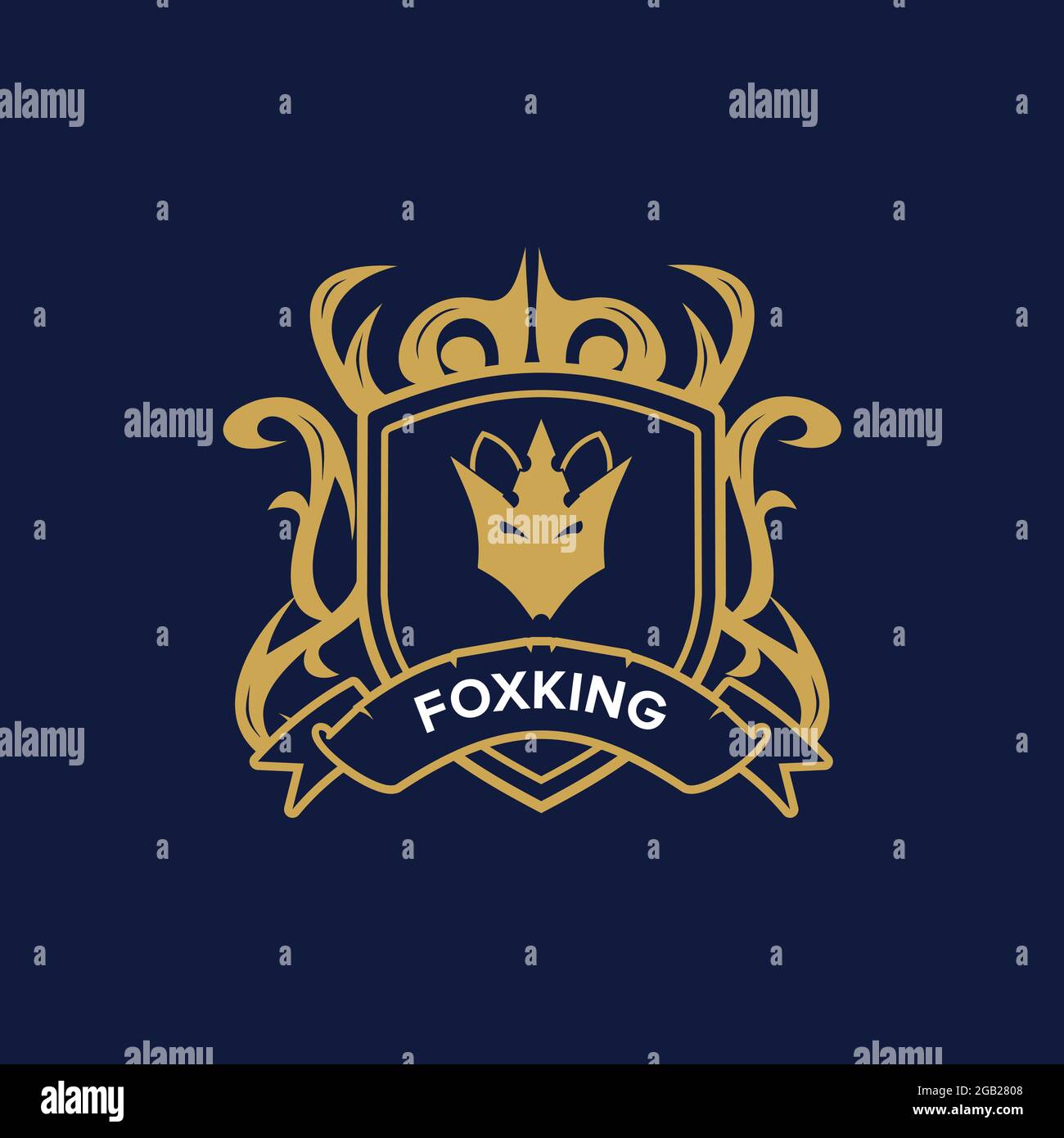 Modèle vectoriel de conception de logo Fox King Illustration de Vecteur