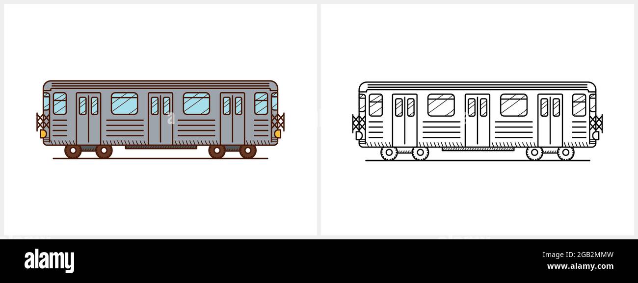 Page de coloriage du métro. Vue latérale du métro Illustration de Vecteur