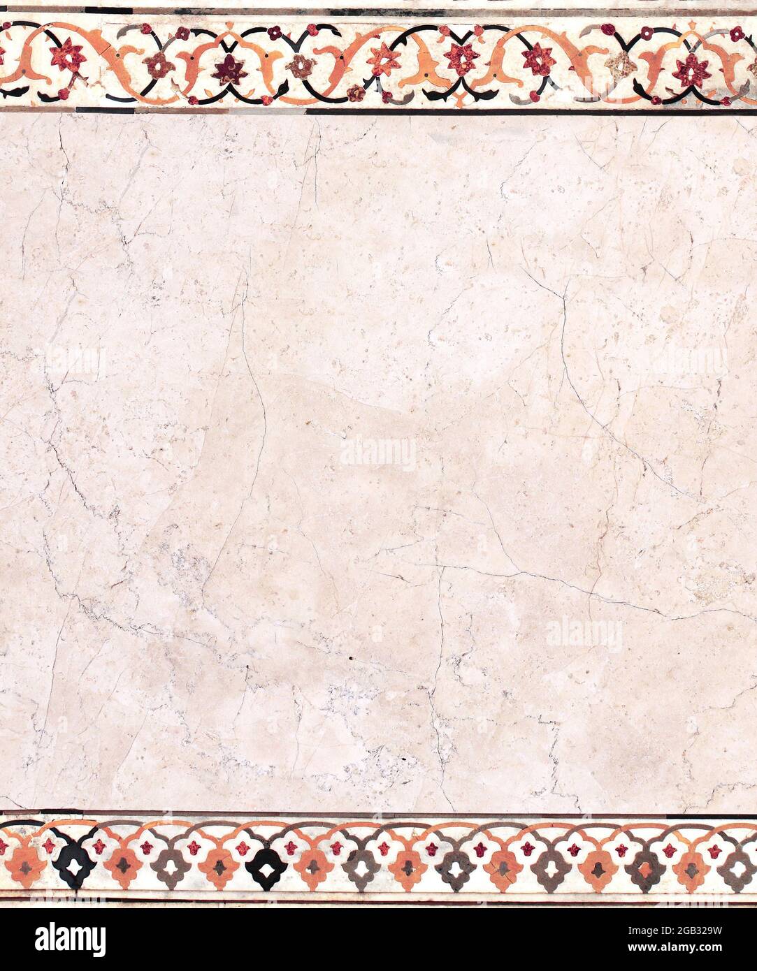 Arrière-plan vertical ou horizontal avec mosaïque décorative ancienne sur marbre, Inde. Bannière verticale avec décoration décorative en pierre. Modèle de maquette. C Banque D'Images