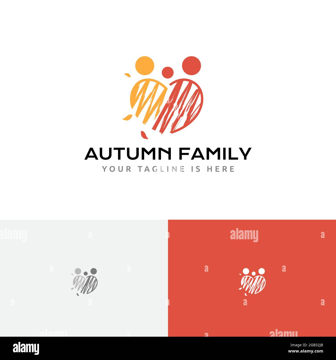 Happy Autumn famille automne Love Care logo Illustration de Vecteur