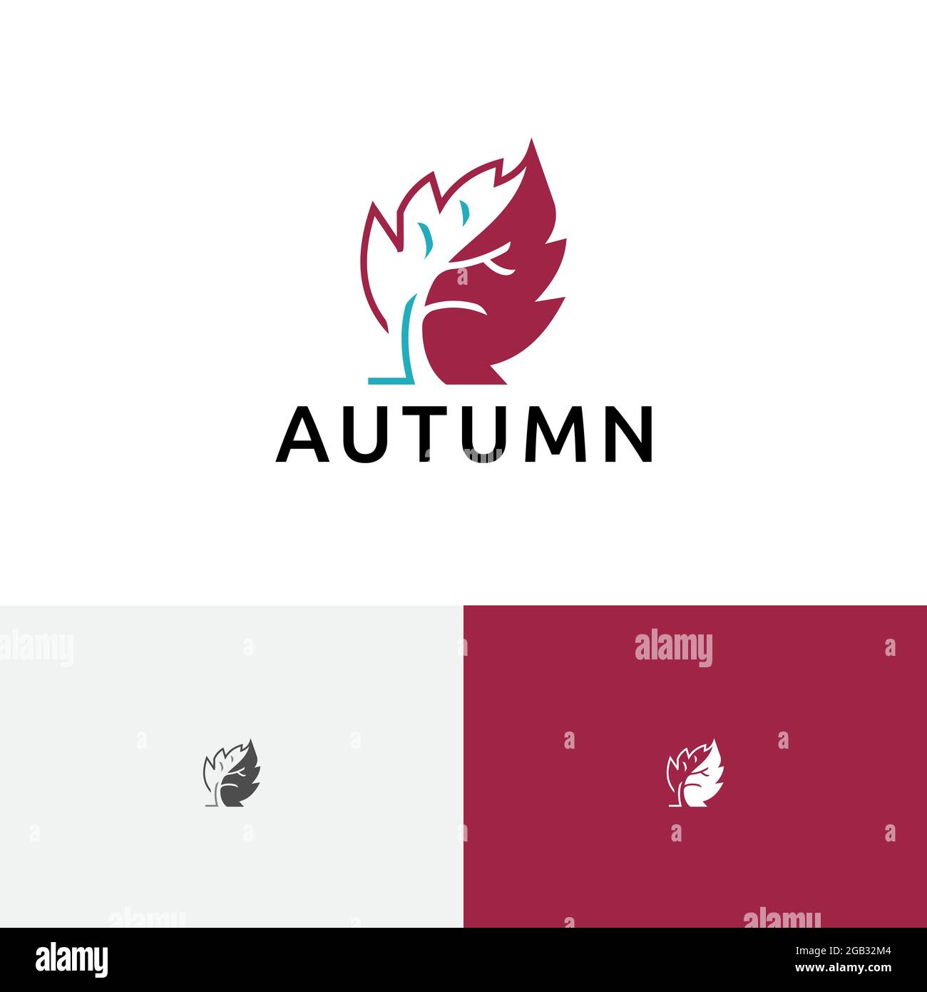 Logo de la nature de la saison d'automne de l'arbre à feuilles Illustration de Vecteur