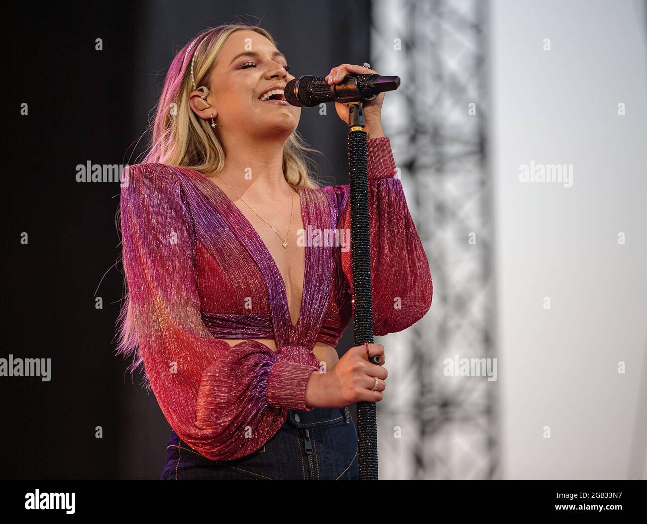 La chanteuse Kelsea Ballerini joue pendant la nuit un des festivals de musique Watershed au gorge Amphitheater le 30 juillet 2021 à George, Washington. (Photo de Xander Deccio/ImageSpace/Mediapench) Banque D'Images