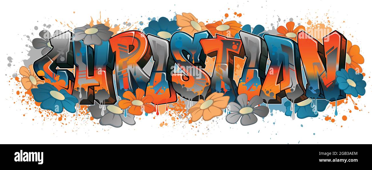 Graffiti stylisé Nom Design - Christian Cool graffiti art lisible Banque D'Images