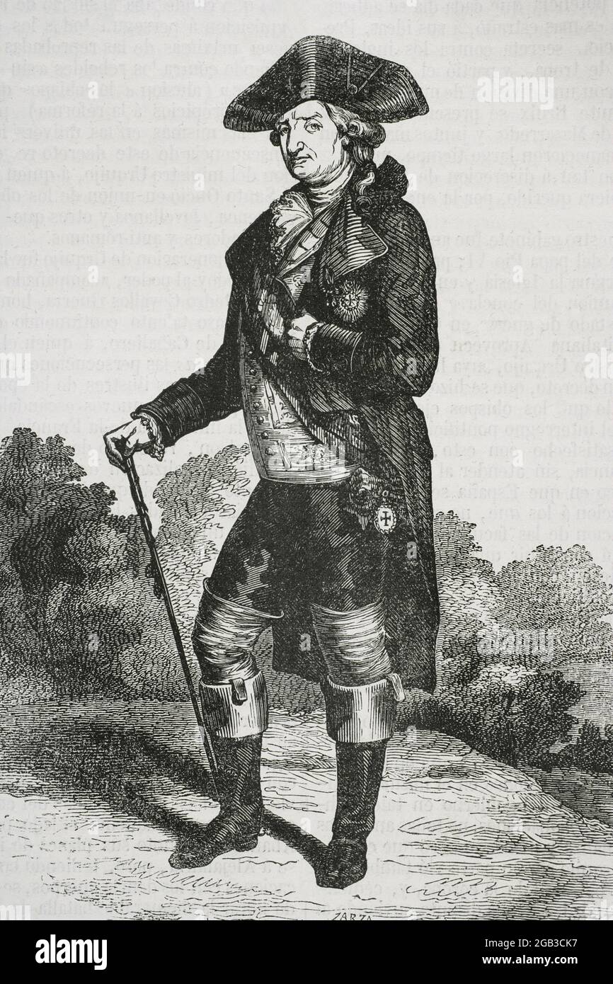 Charles IV d'Espagne, appelé le chasseur (1748-1819). Roi d'Espagne de 1788 à 1808. Portrait. Illustration par Cibera. Gravure de Zarza. Historia général de España par le Père Mariana. Madrid, 1853. Auteur: Eusebio Zarza (1842-1881). Artiste espagnol. Ildefonso Cibera. Illustrateur espagnol et xylographe de la deuxième moitié du 19e. Banque D'Images