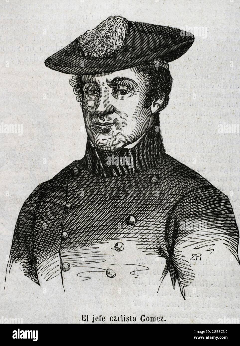 Miguel Gomez Damas (1785-1864). Armée espagnole. Il a combattu sur les troupes de la liste des Carlistes pendant les deux premières guerres de la liste des Carlistes. Portrait. Gravure. Historia général de España par le Père Mariana. Madrid, 1853. Banque D'Images
