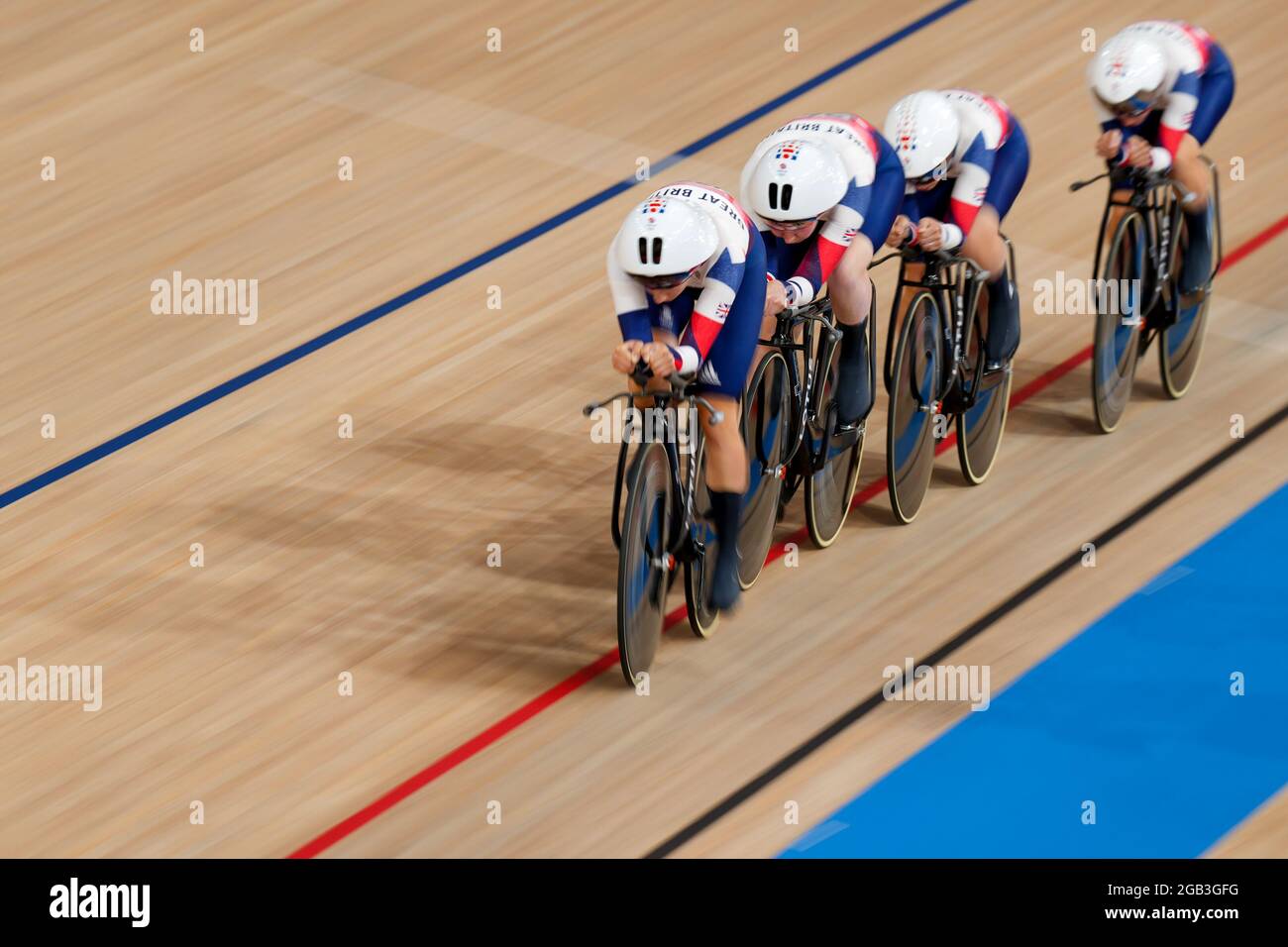 Tokyo, Japon. 02 août 2021. TOKYO, JAPON - 2 AOÛT : Katie Archibald de Grande-Bretagne, Elinor Barker de Grande-Bretagne, Neah Evans de Grande-Bretagne et Josie Knight de Grande-Bretagne en compétition pour la qualification de l'équipe féminine Persuit lors des Jeux Olympiques de Tokyo 2020 au vélodrome d'Izu le 2 août 2021 à Tokyo, Japon (photo de Yannick Verhoeven/Orange Pictures) crédit : Orange pics BV/Alay Live News Banque D'Images