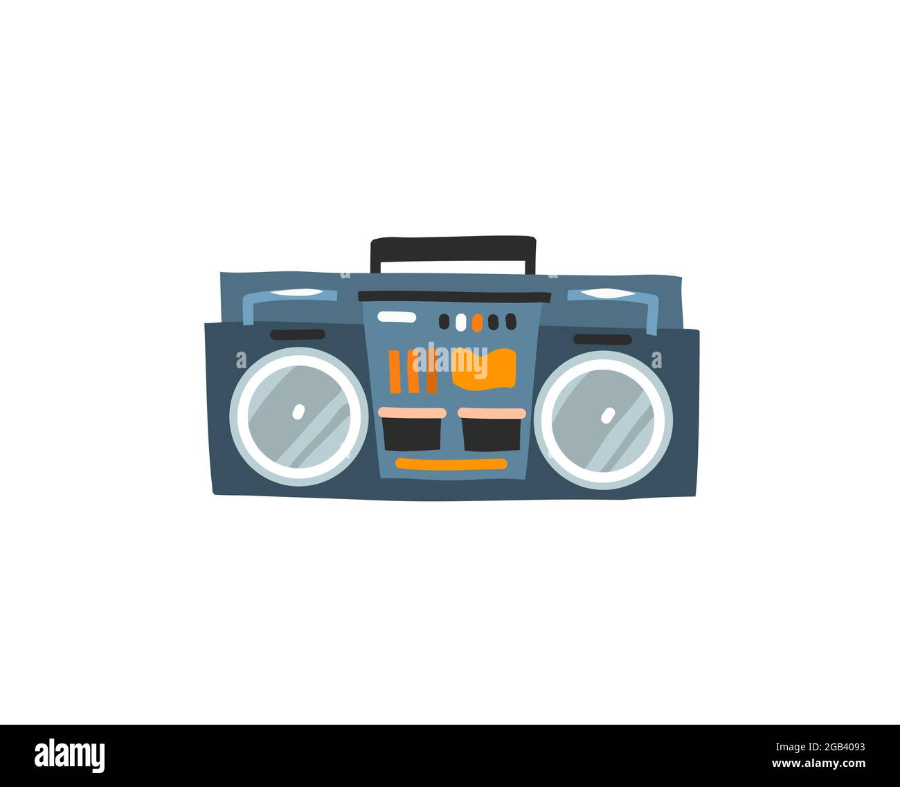 Dessin à la main vecteur résumé stock plat graphique illustration avec logo et éléments de conception, rétro boombox cassette lecteur dans le style simple pour la marque Illustration de Vecteur