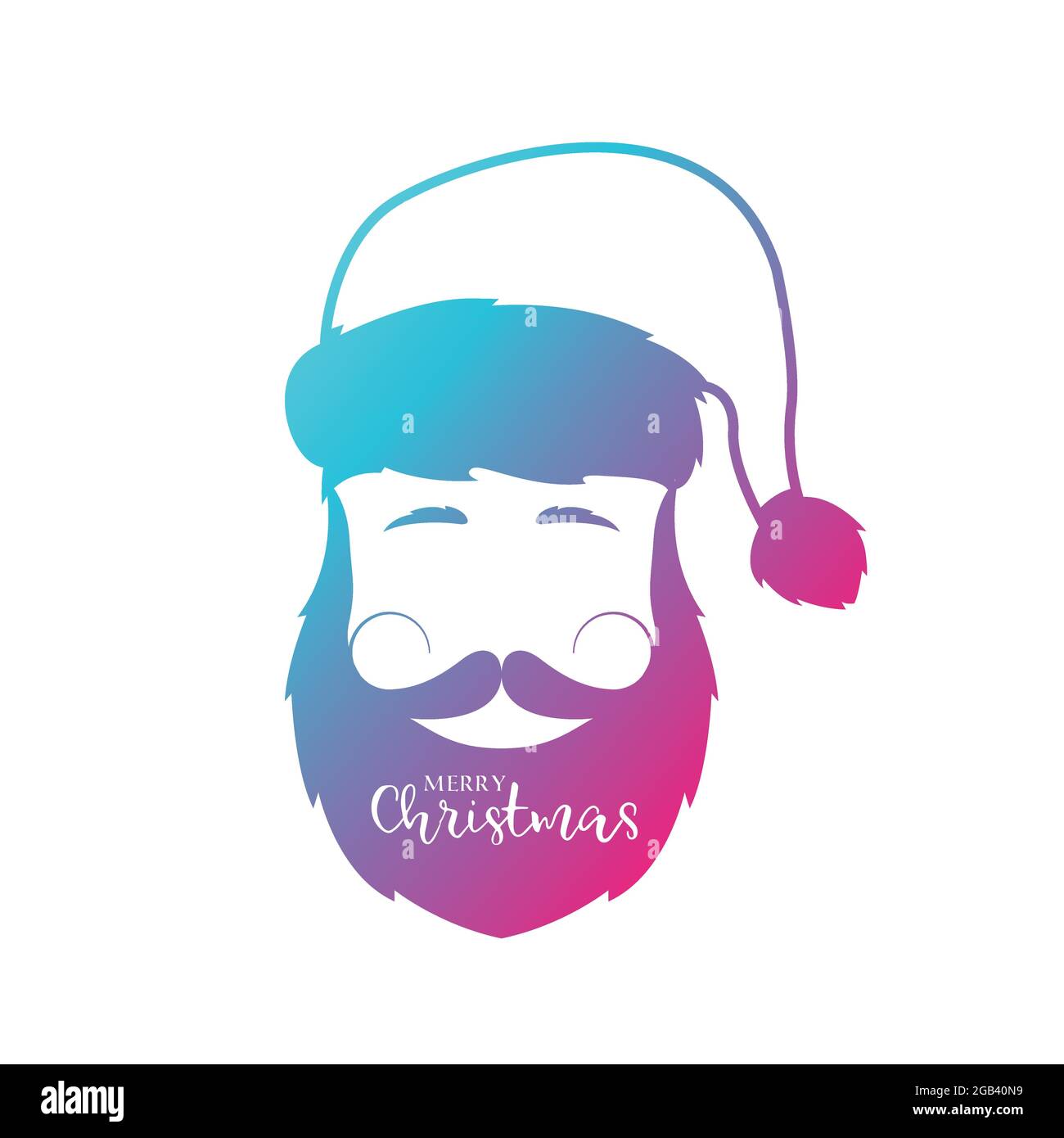 Homme à la barbe et à la moustache portant le chapeau du Père Noël. Illustration vectorielle. Illustration de Vecteur