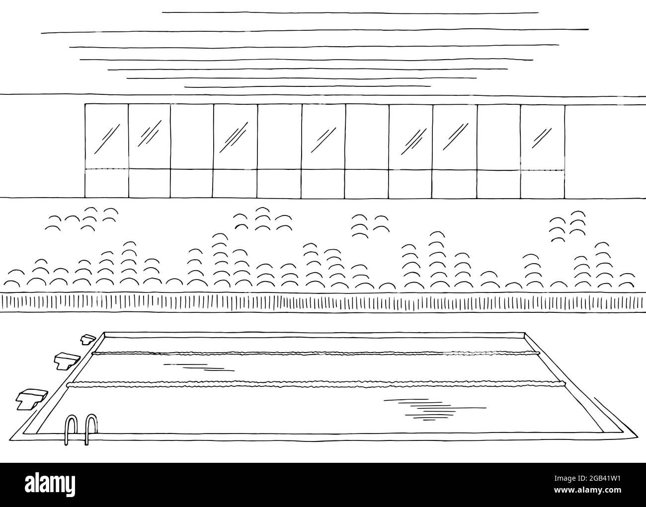 Intérieur de piscine graphique noir blanc esquisse illustration vecteur Illustration de Vecteur