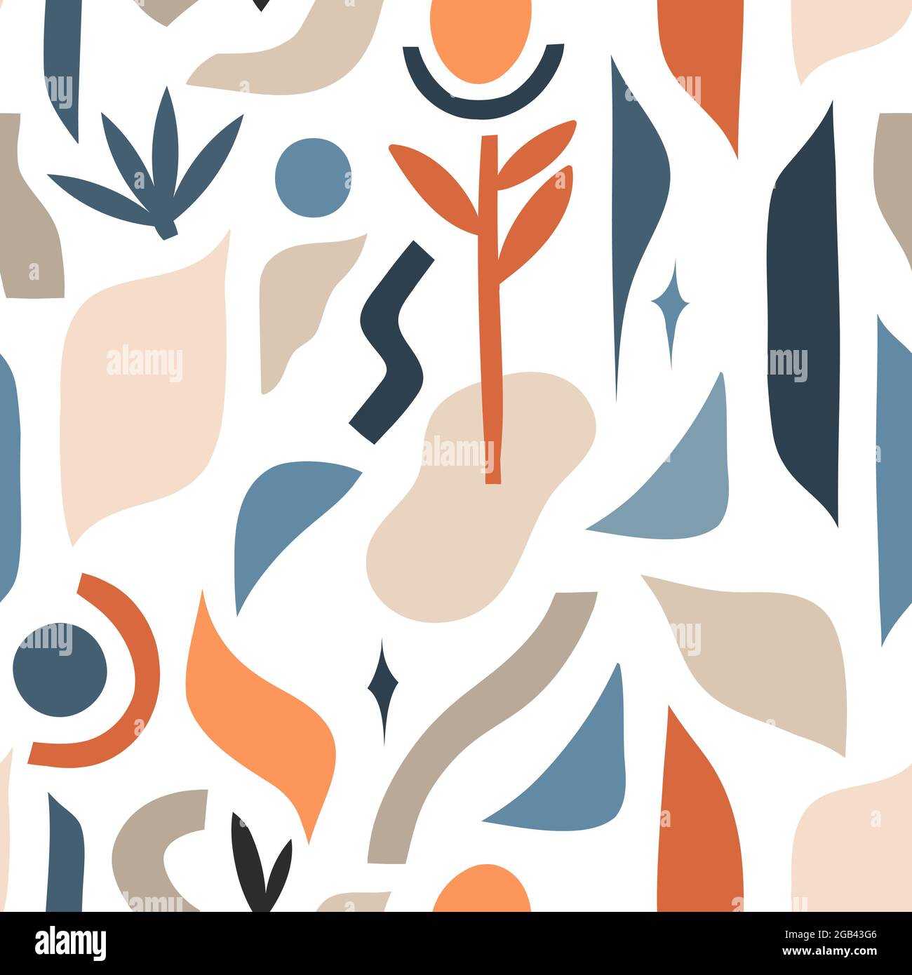 Dessin à la main vecteur abstrait stock graphique illustration art motif sans couture, avec collage moderne nature imprimé contemporain de formes boho, floral Illustration de Vecteur