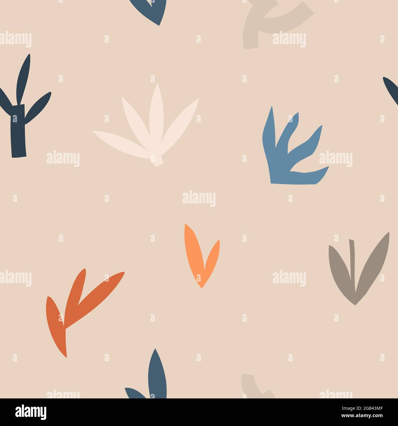 Dessin à la main vecteur abstrait stock graphique illustration art motif sans couture, avec collage moderne nature imprimé contemporain de formes géométriques boho Illustration de Vecteur