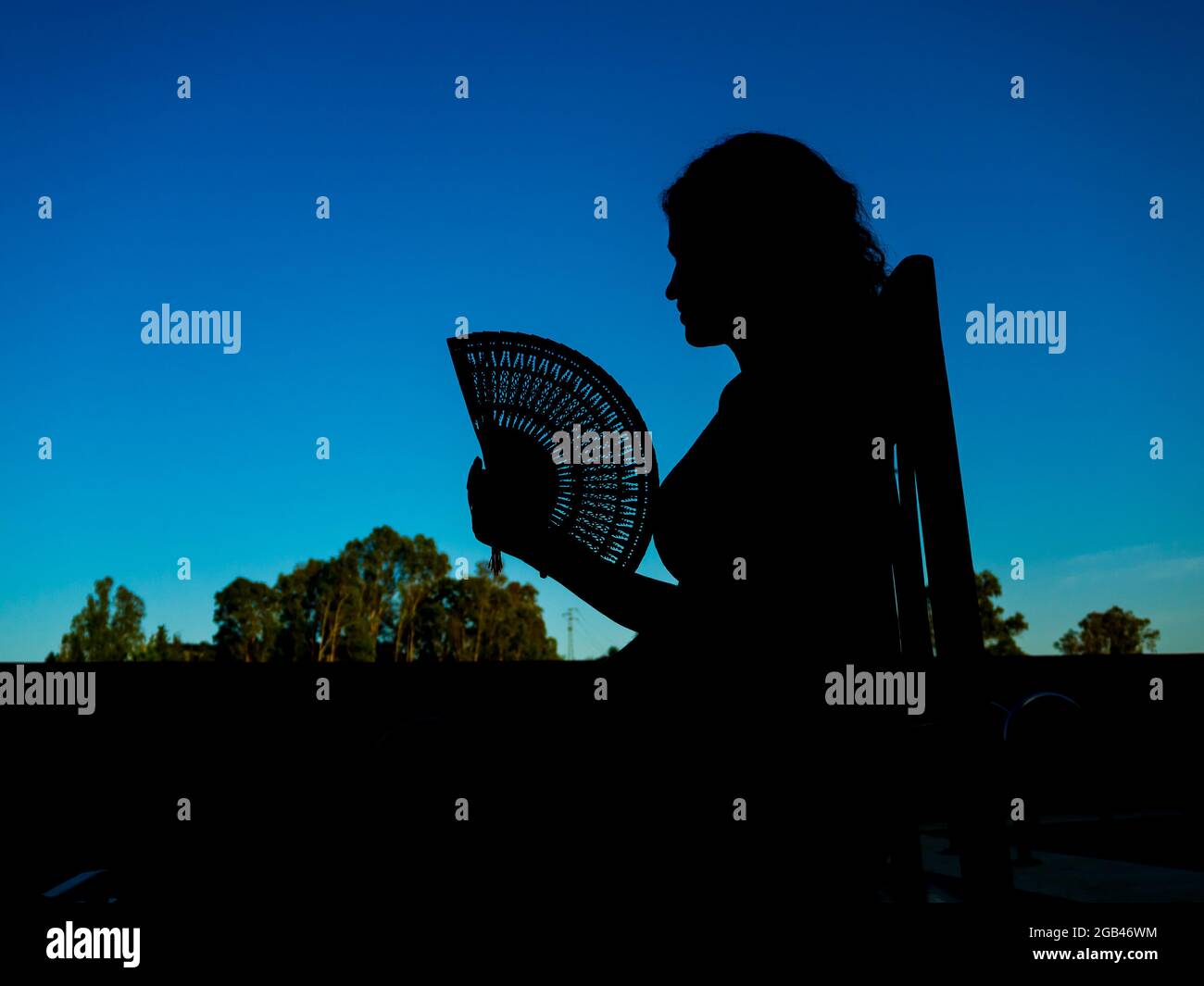 Belle femme - fan espagnol - magnifique silhouette d'une danseuse de