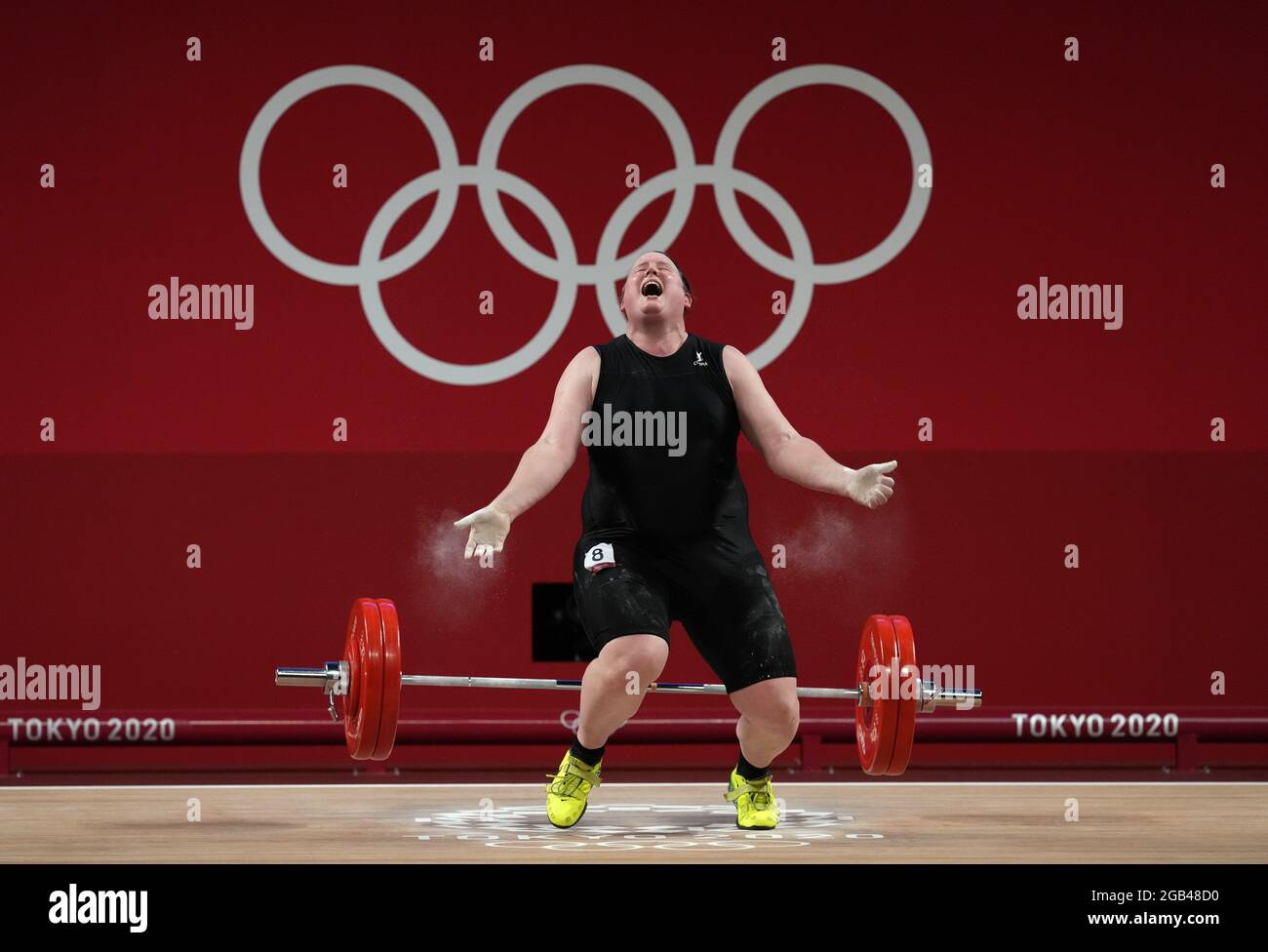 Laurel Hubbard, de Nouvelle-Zélande, ne lève pas la troisième tentative de musculation du groupe DES femmes +87kg A au Forum international de Tokyo le dixième jour des Jeux Olympiques de Tokyo en 2020 au Japon. Date de la photo: Lundi 2 août 2021. Banque D'Images