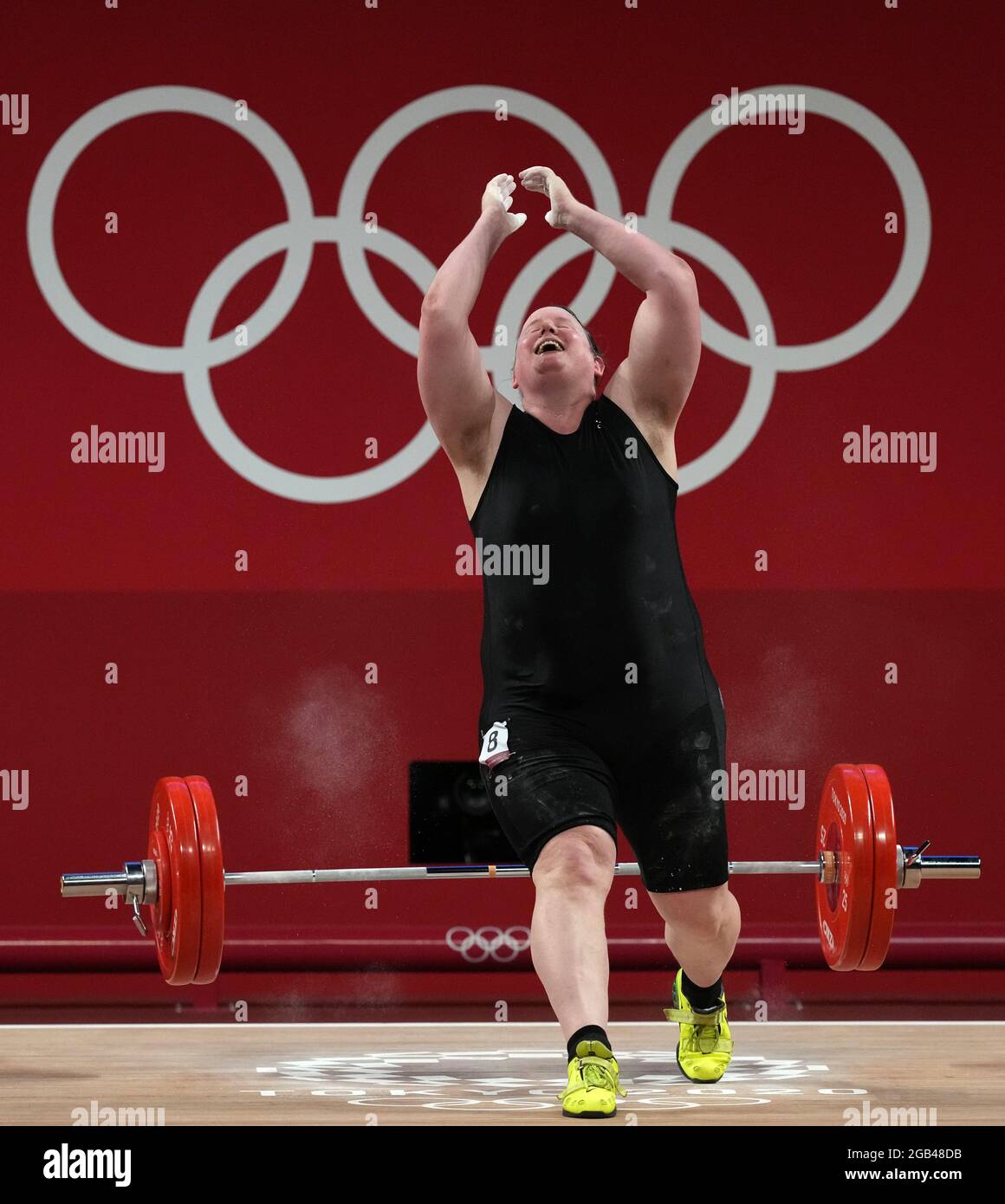 Laurel Hubbard, de Nouvelle-Zélande, ne lève pas la troisième tentative de musculation du groupe DES femmes +87kg A au Forum international de Tokyo le dixième jour des Jeux Olympiques de Tokyo en 2020 au Japon. Date de la photo: Lundi 2 août 2021. Banque D'Images