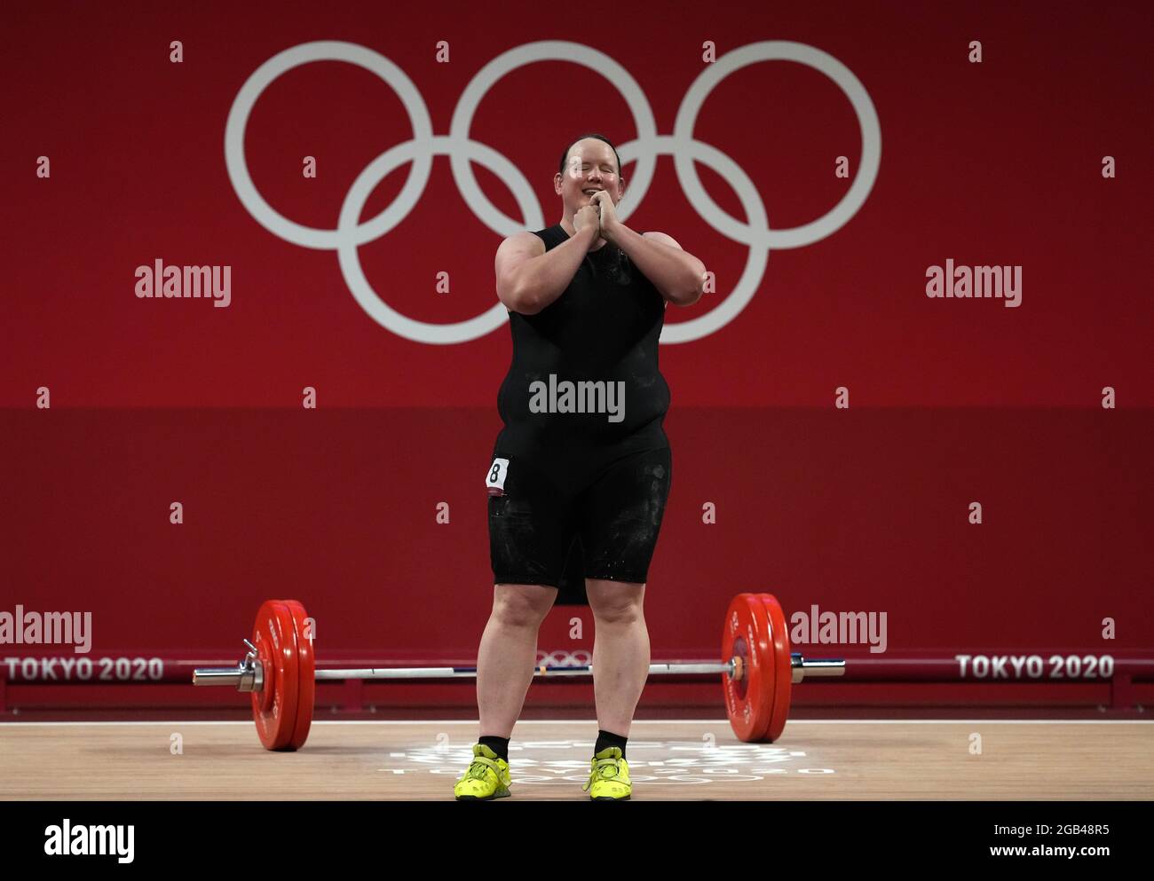 Laurel Hubbard, de Nouvelle-Zélande, ne lève pas la troisième tentative de musculation du groupe DES femmes +87kg A au Forum international de Tokyo le dixième jour des Jeux Olympiques de Tokyo en 2020 au Japon. Date de la photo: Lundi 2 août 2021. Banque D'Images