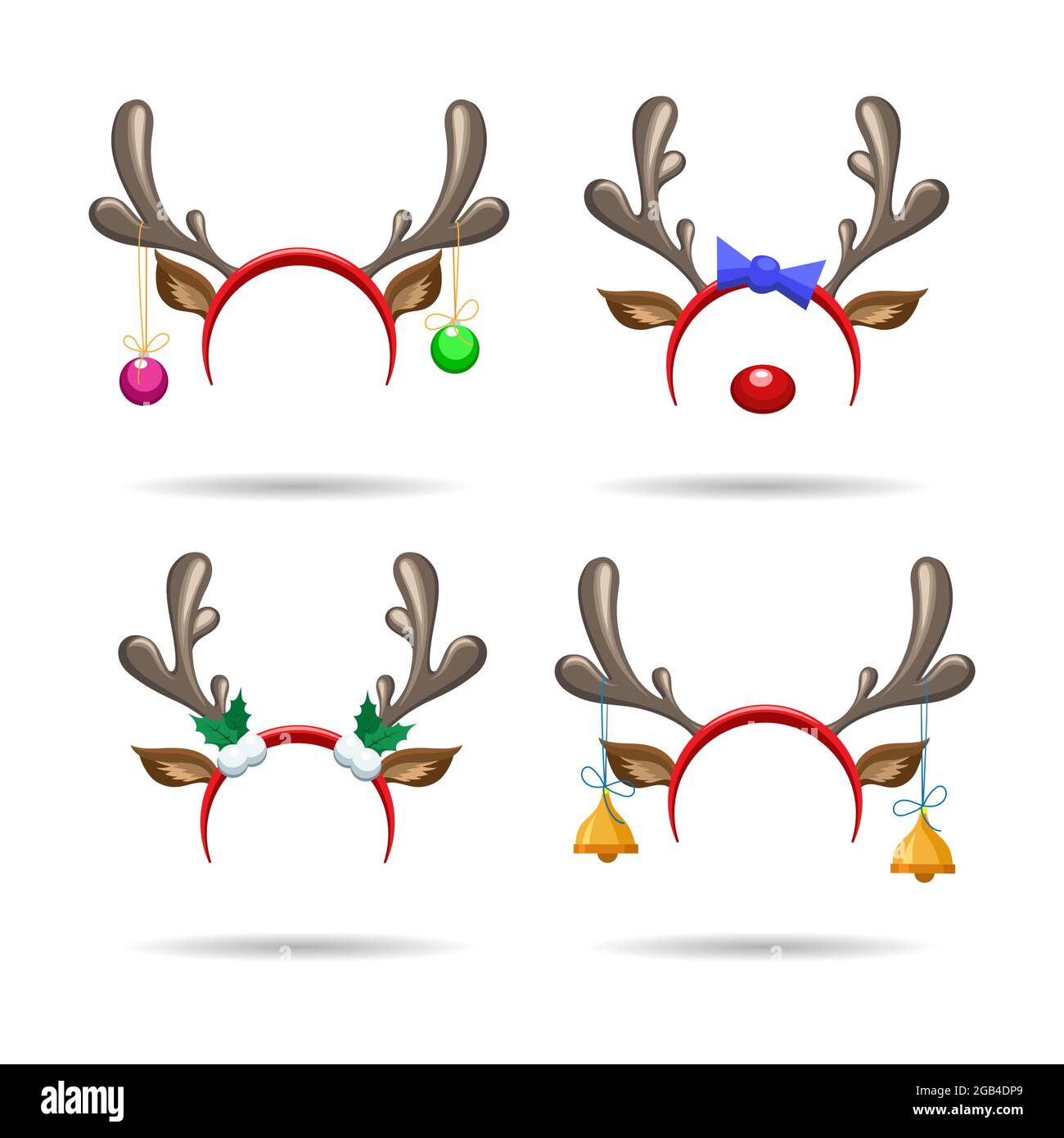 Bandeaux pour la tête de Noël. Chapeaux animaux cerf de Noël, bois de renne vecteur bandeau de noël, têtes de cerf personnages habillement illustration vectorielle Illustration de Vecteur