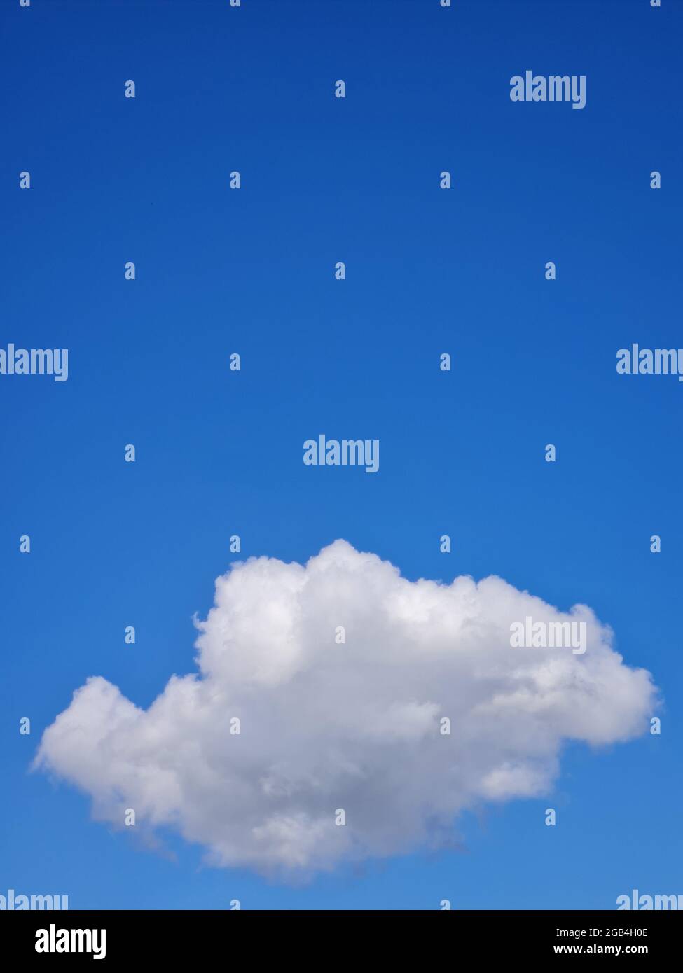 Un seul nuage moelleux sur fond bleu ciel avec espace de copie Banque D'Images