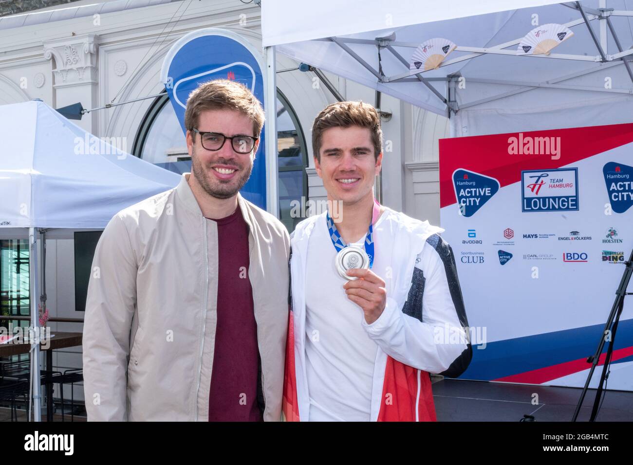 Bruder Eric, 2012 Olympiasieger im Deutschland-Achter, Torben Johannesen, Team Deutschland-Achter Rudern, Silbermedaille, Handeslkammer Hamburg, Acolp Banque D'Images