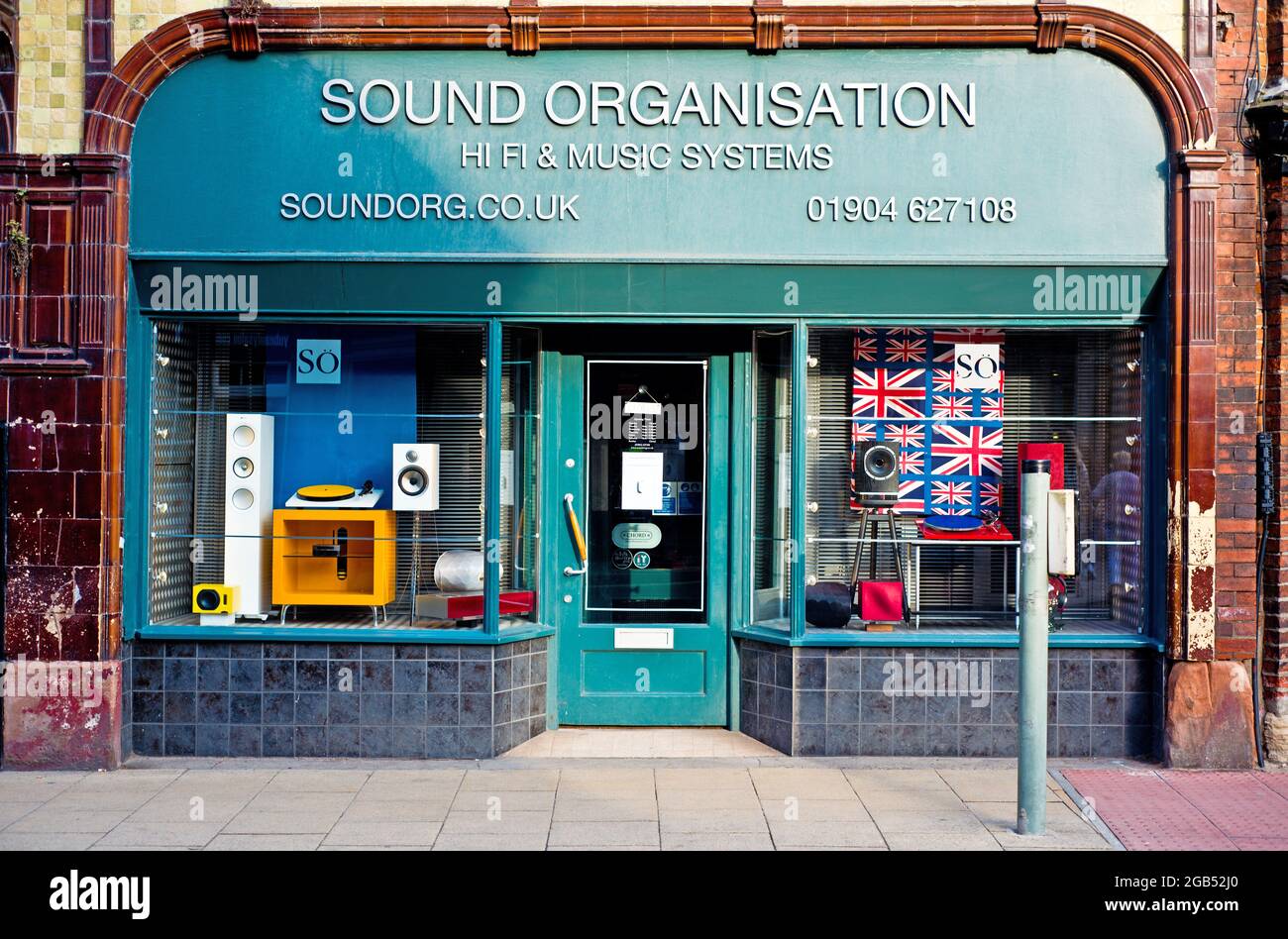 Sounds Organisation Hi Fi Shop, Gillygate, York, Angleterre Banque D'Images