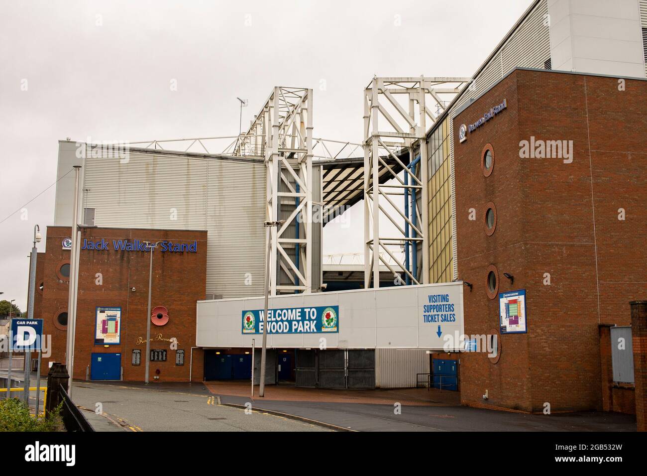 Vue sur le parc Ewood de Blackburn Rovers le 29 juillet 2021. Crédit : Lewis Mitchell Banque D'Images
