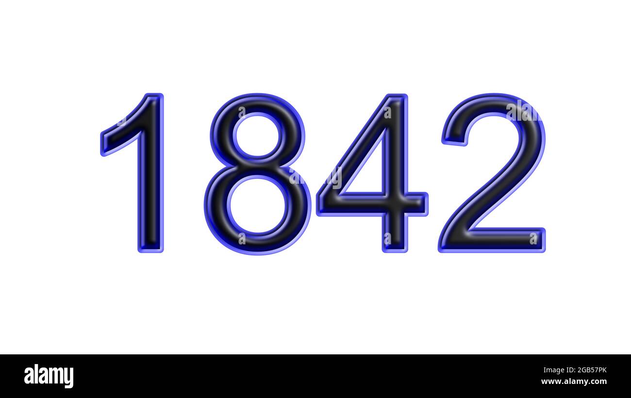 bleu 1842 chiffres effet 3d fond blanc Banque D'Images