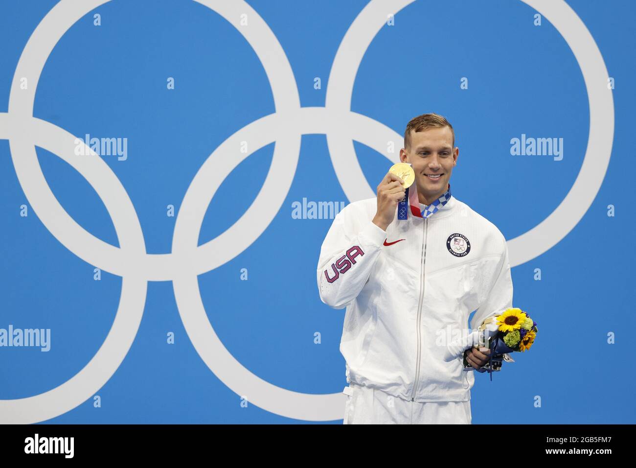 DRESSEL Caeleb (USA) Médaille d'or lors des Jeux Olympiques Tokyo 2020, finale Freestyle de 50m pour hommes nageurs le 1er août 2021 au Centre aquatique de Tokyo, Japon - photo Takamitsu Mifune / photo Kishimoto / DPPI Banque D'Images