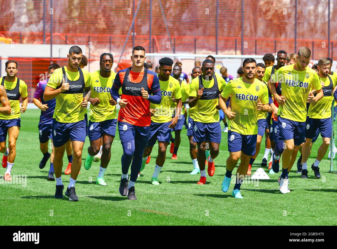 La Turbie, France - 02 août 2021 : NOUVEAUX joueurs allemands de Monaco Alexander Nuebel et Ismail Jakobs pour la saison 2021-22, session d'entraînement crédit : dpa/Alay Live News Banque D'Images