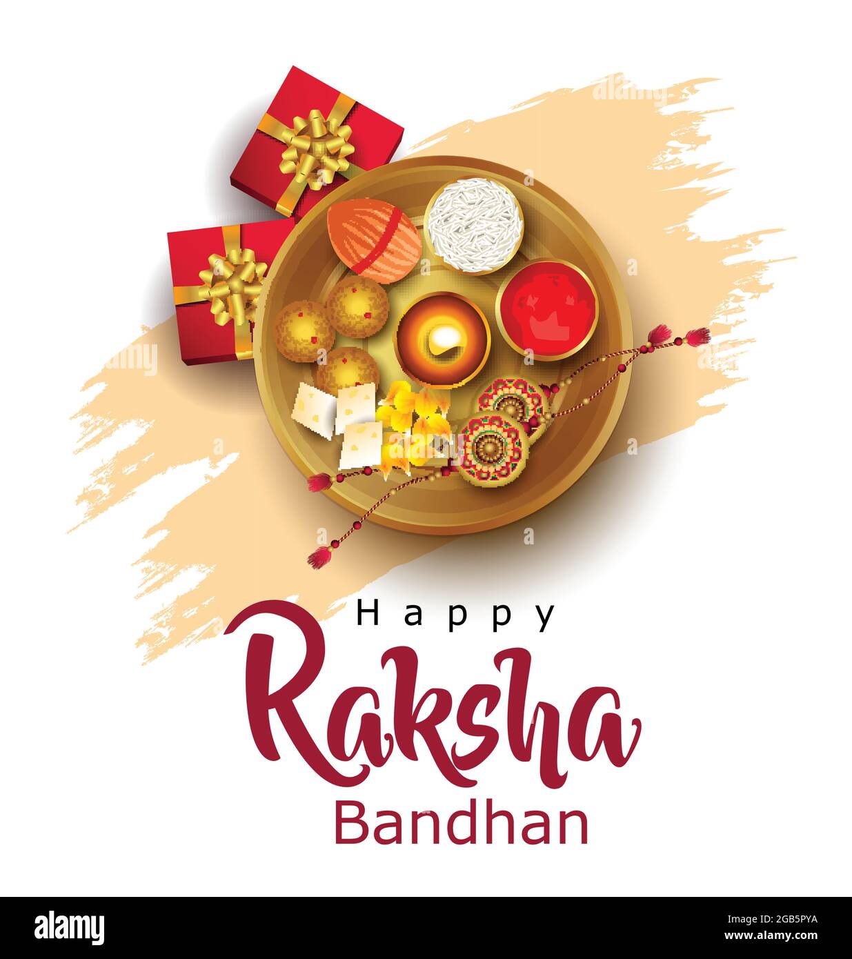 Happy Raksha Bandhan avec illustration vectorielle élégante dans un arrière-plan créatif. Festival religieux indien. Rakhi design coloré. Illustration de Vecteur