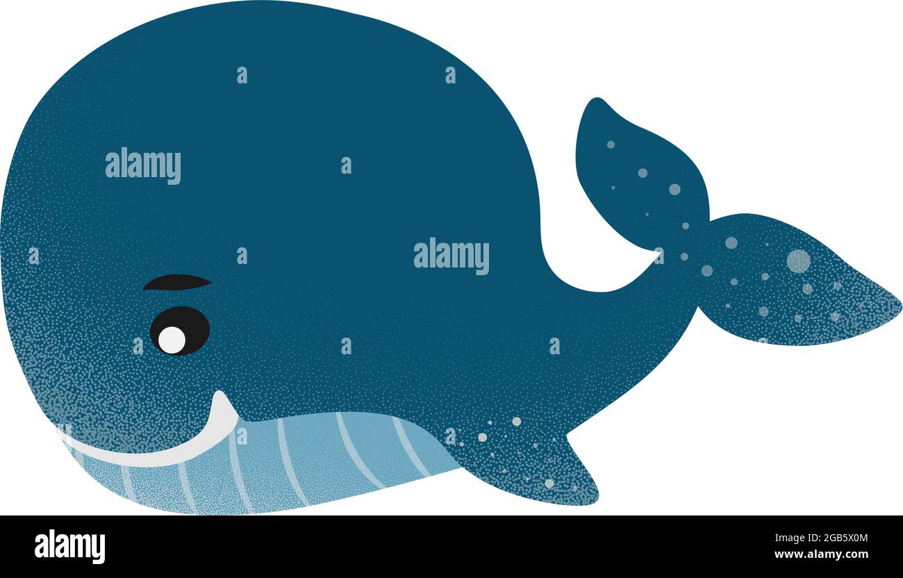 sympathique personnage de dessin animé de baleine bleue isolé sur fond blanc, illustration vectorielle Illustration de Vecteur