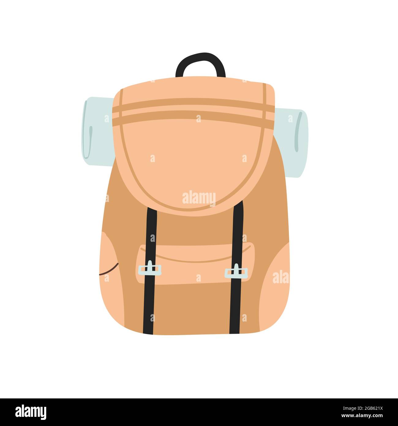 Sac à dos de camp de voyage, équipement de sac à dos touristique  illustration vectorielle. Équipement de camping-car de dessin animé pour le  tourisme, la randonnée et l'aventure d'été en plein air