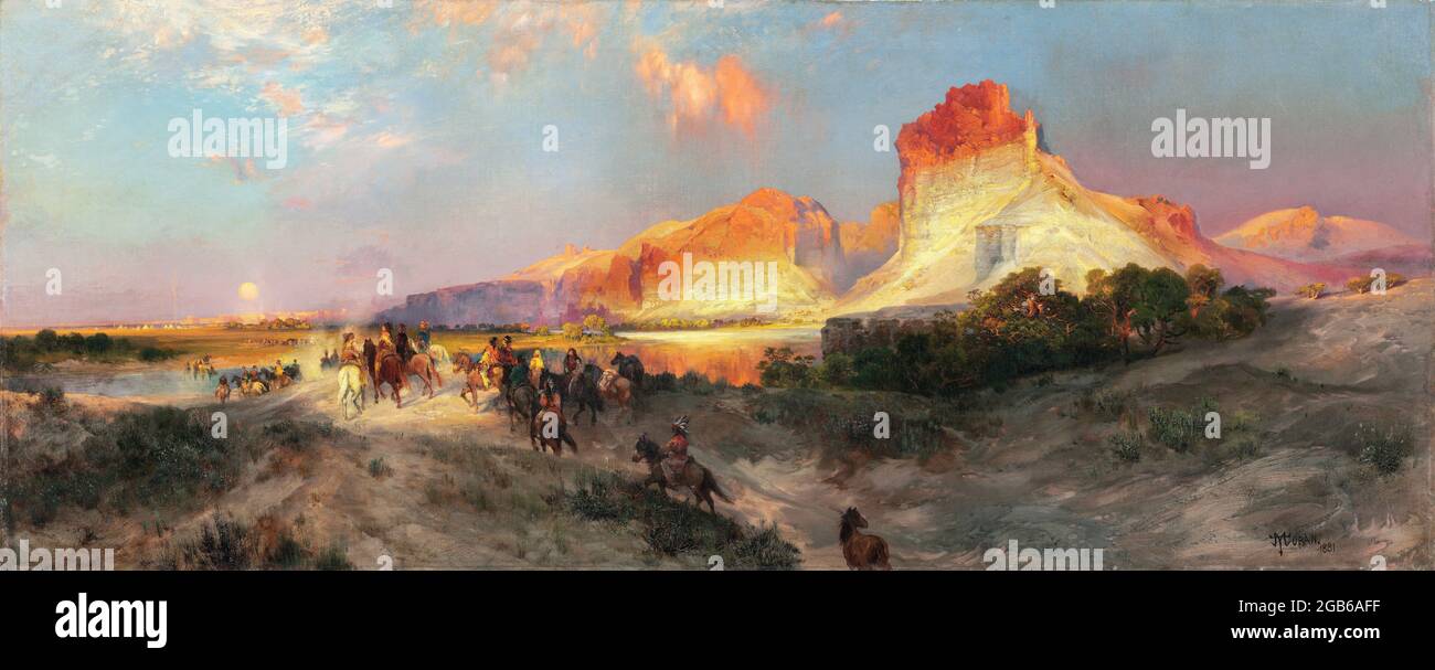 Green River Cliffs, Wyoming par Thomas Moran (1837-1926), huile sur toile, 1881 Banque D'Images