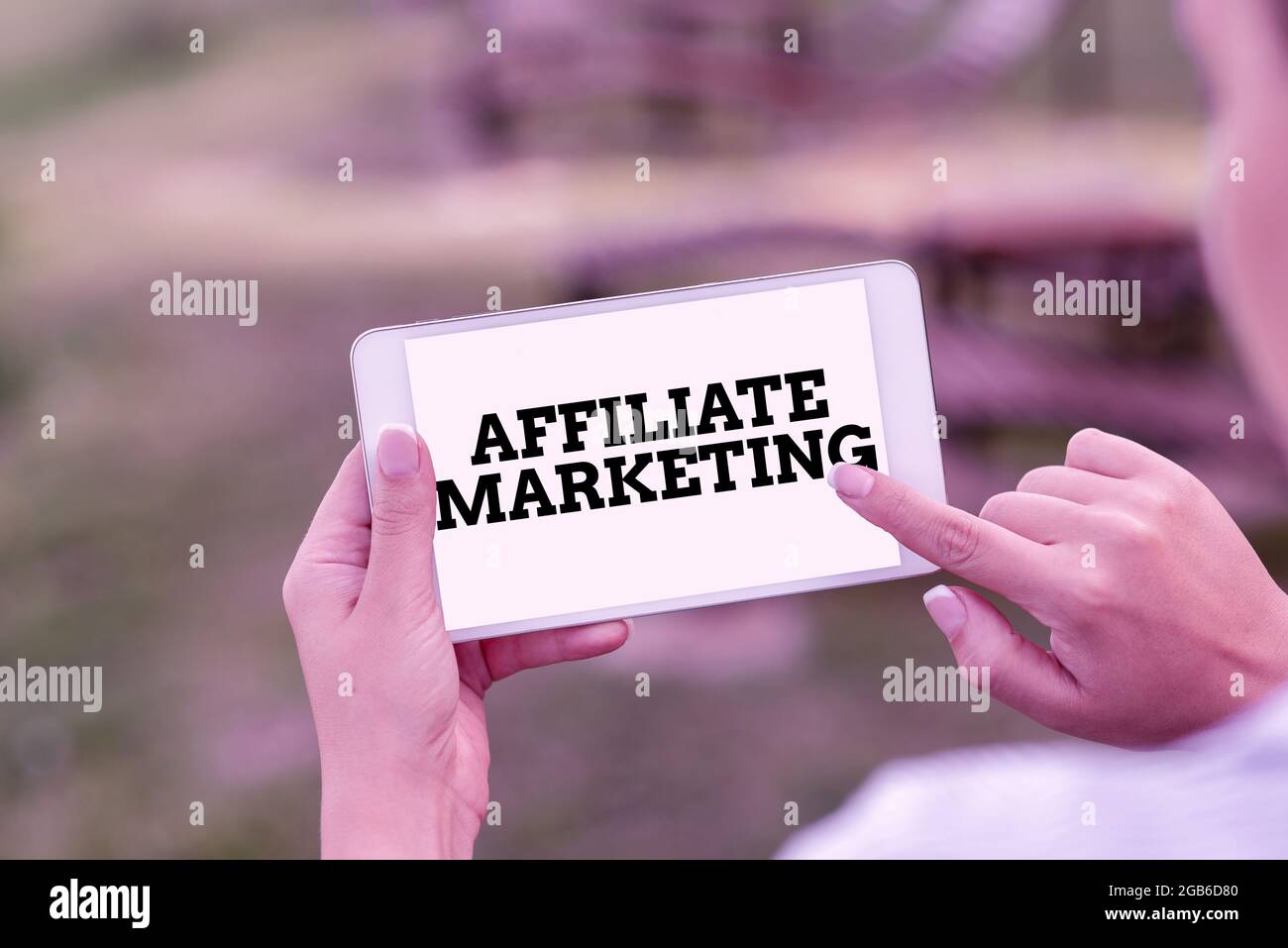 Légende conceptuelle Affiliate Marketing, Internet concept compensation aux éditeurs tiers pour générer des leads voix et vidéo fonctionnalités d'appel Banque D'Images