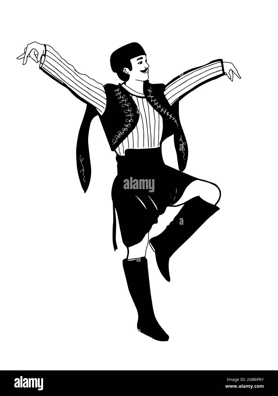 turc , traditionnel, efe vêtements avec homme, noir blanc couleurs. Banque D'Images