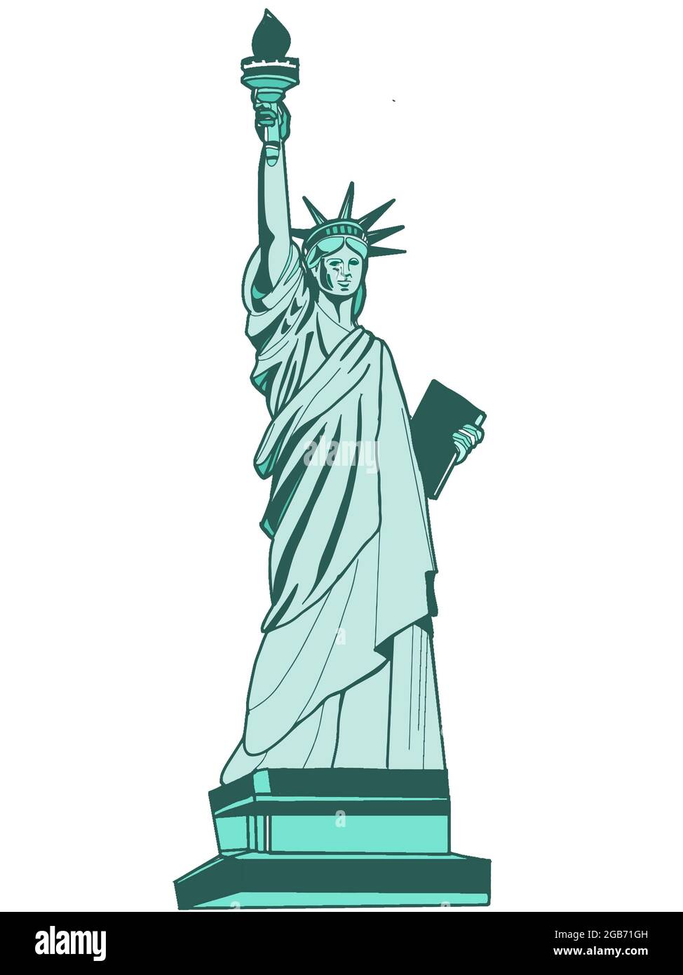 La Statue de la liberté sur fond blanc Banque D'Images