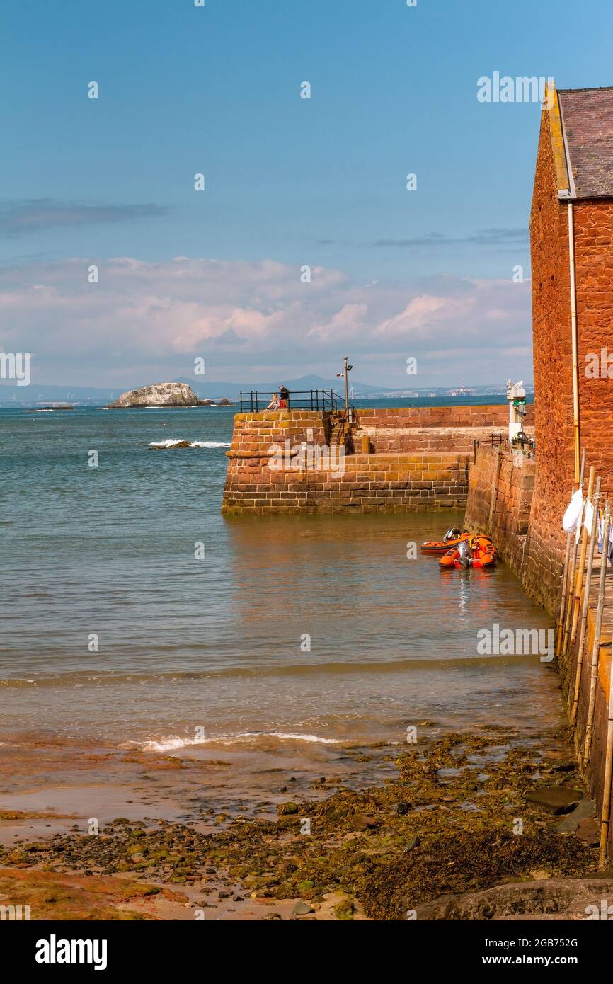 North Berwick Life Boat vient de rentrer d'un emploi, North Berwick, East Lothian, Écosse, Royaume-Uni Banque D'Images