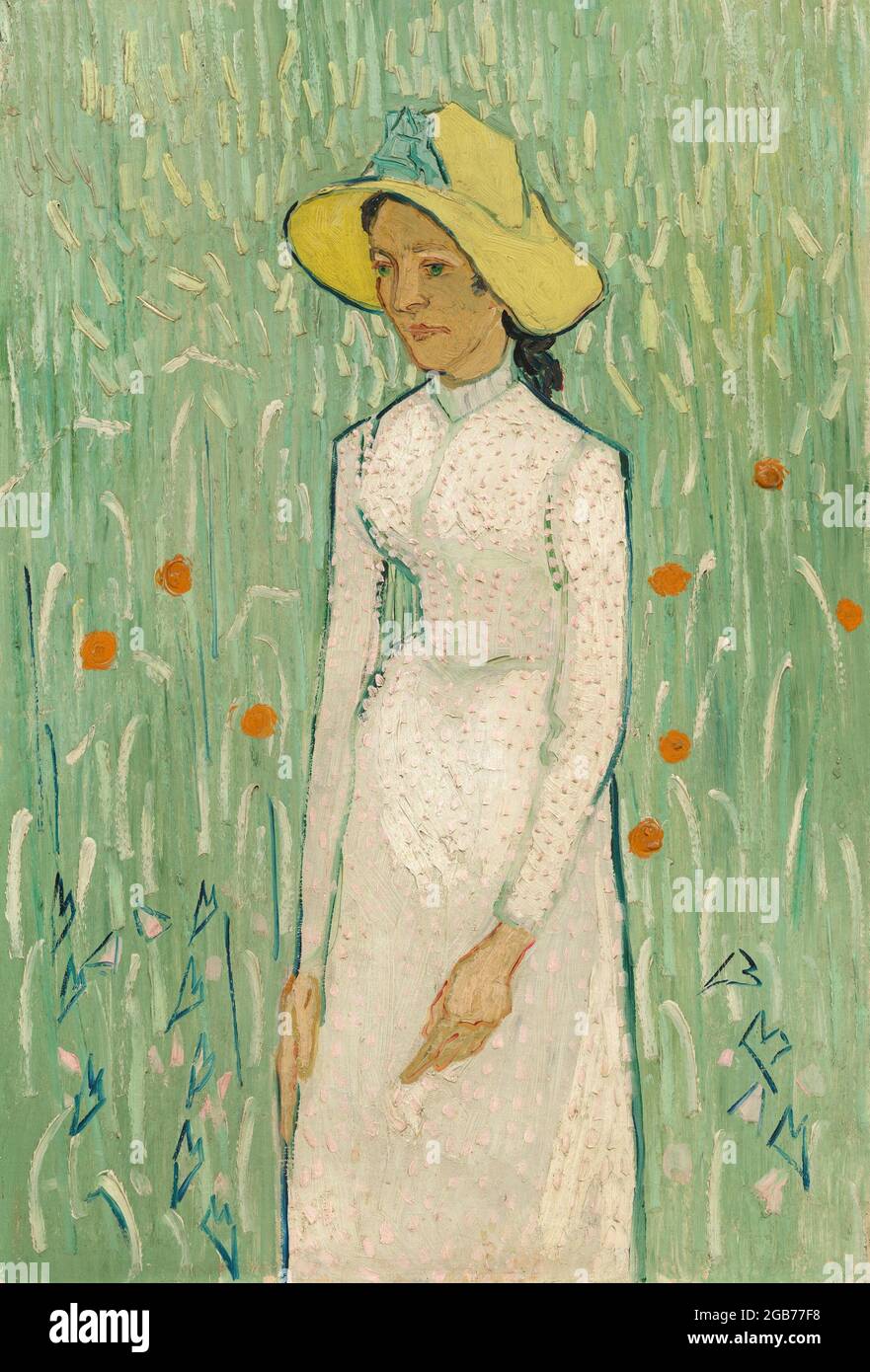 Titre: Fille en blanc Créateur: Vincent van Gogh Date: 1890 Moyen: Huile sur toile Dimensions: 66.7 x 45.8 cm emplacement: National Gallery of Art, Washington Banque D'Images